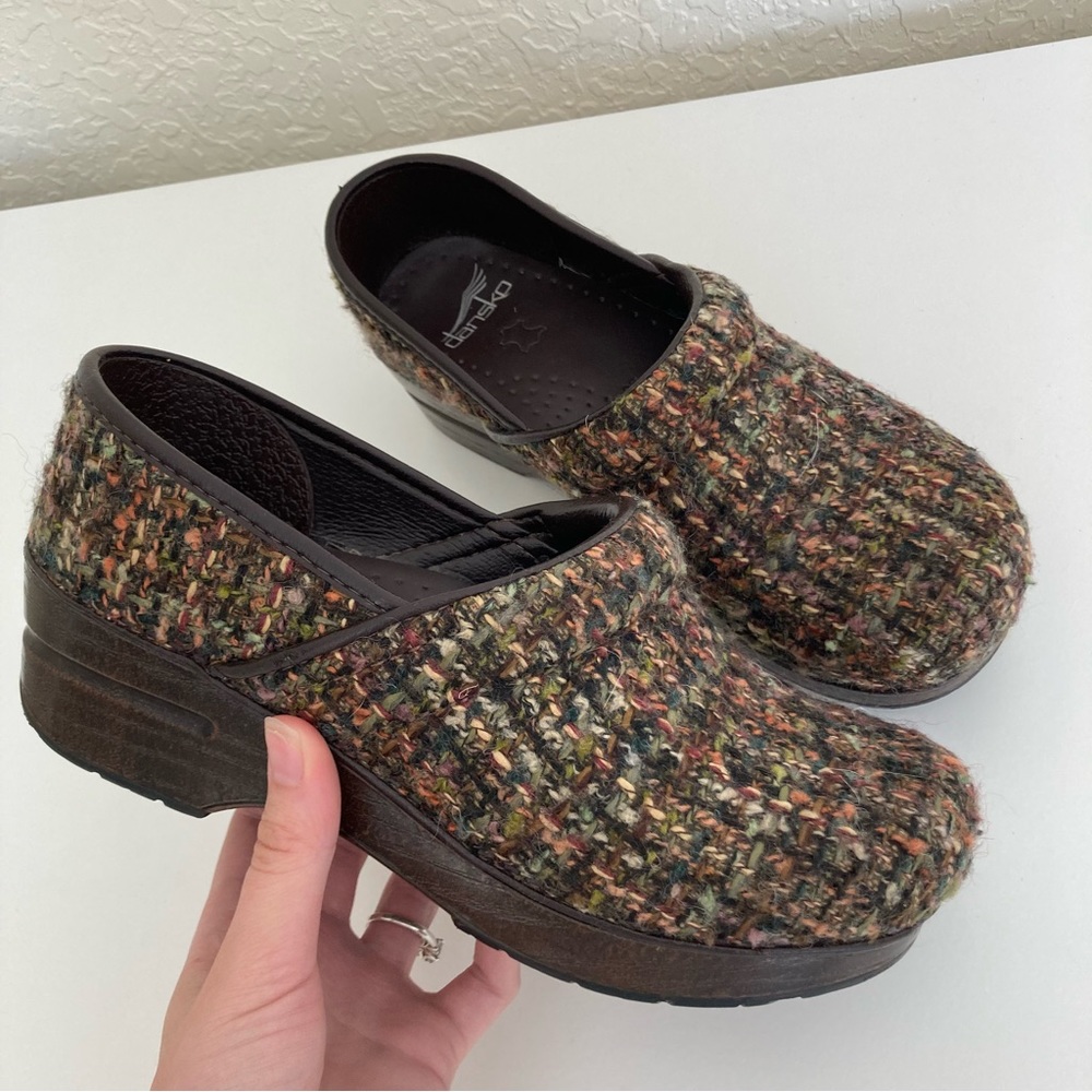 Dansko brown tweed Sanita clogs